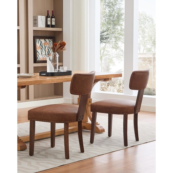 Modern Leather Dining Chairs Set of 2 undefined Upholstered Curved