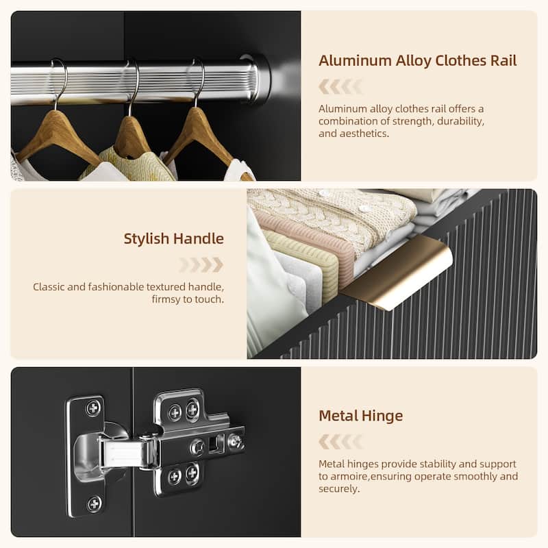 Pocassy 70" H Wardrobe Closet with 2 Doors and 2 Drawers for Bedroom