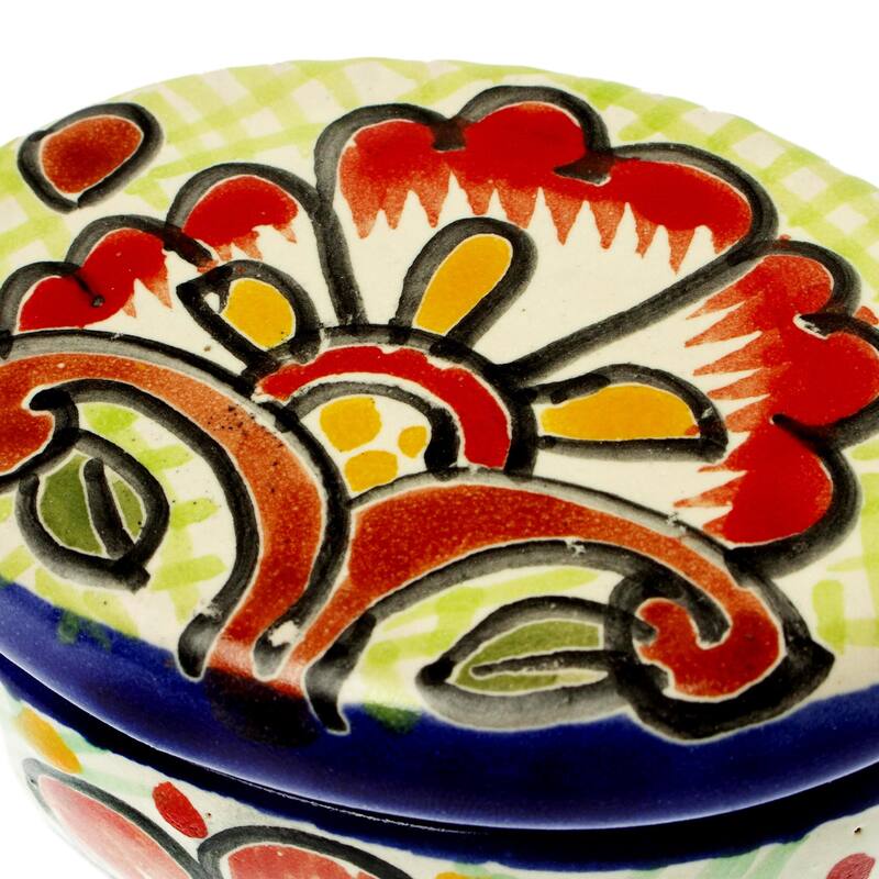 Novica Handmade Hidalgo Bouquet Ceramic Cotton Bud Jar - Multi