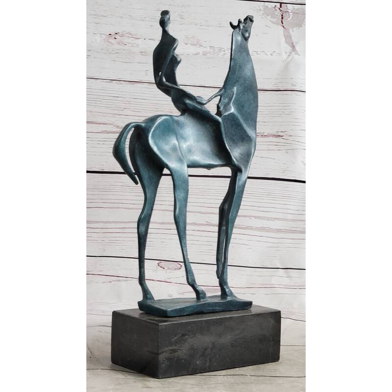 Salvador Dali Abstract Modern Artwork Woman On Imitative Horse Bronze Sculpture Statue