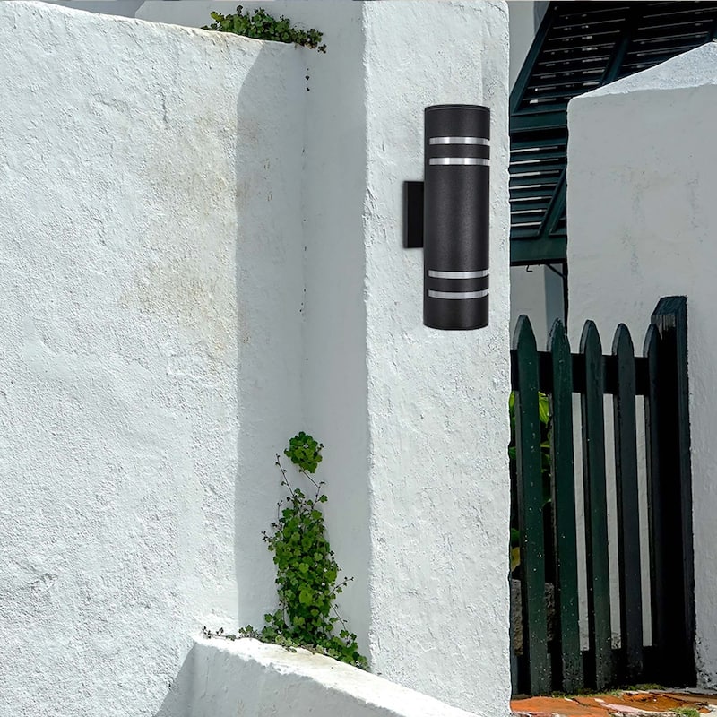 2-Light Modern Farmhouse Up& Down Optically Controlled Outdoor Wall Light Armed Sconce - N/A