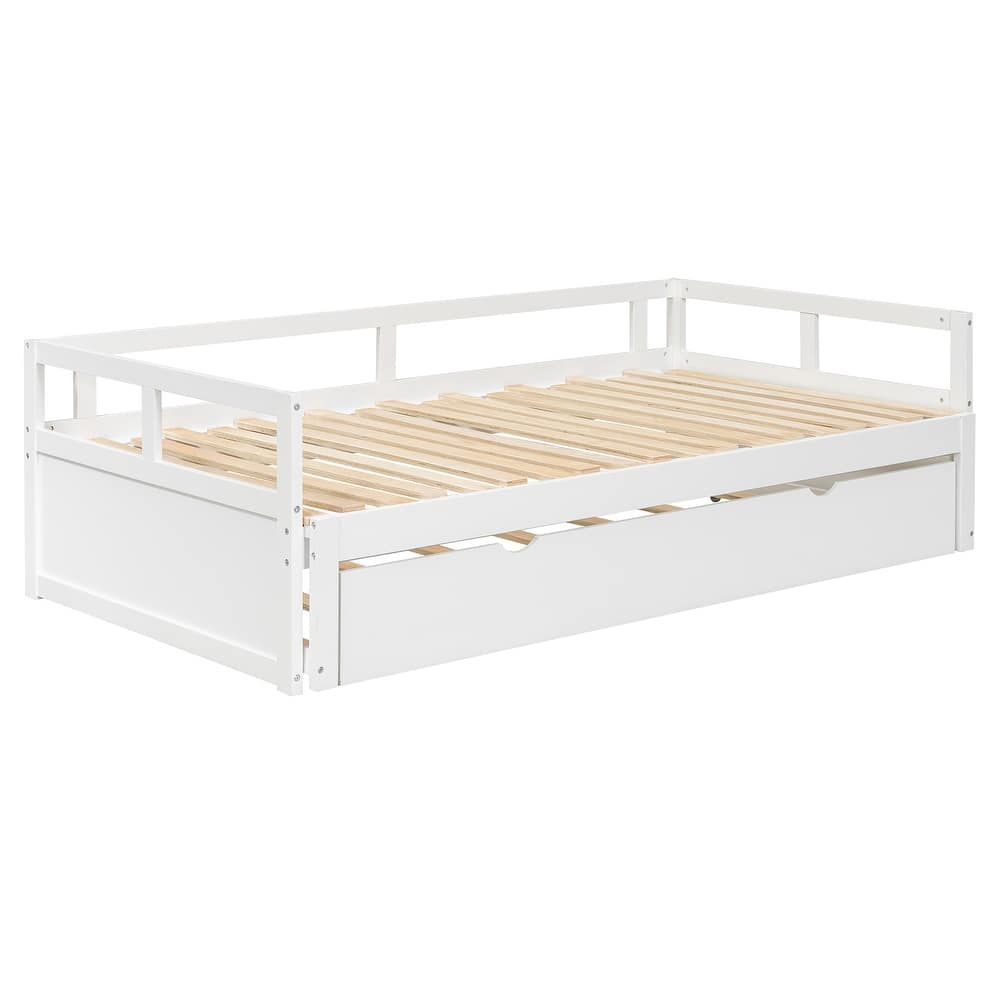 Wooden Daybed with Pull-Out Trundle, Expandable from Twin to King