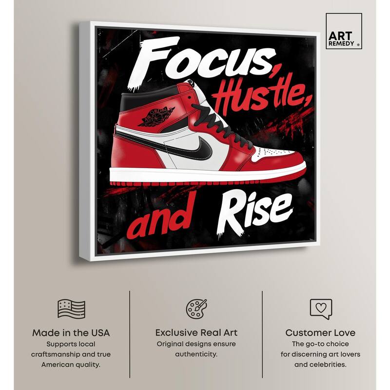 Hustle and Rise Sneaker Red Canvas by Art Remedy