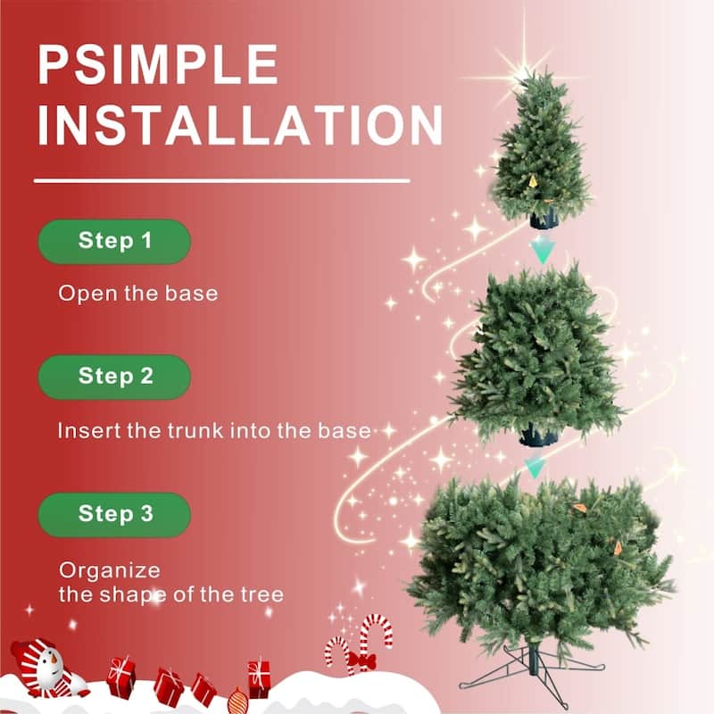 6.5/7.5/8.5FT Slim Green Artificial Christmas Tree with Metal Stand