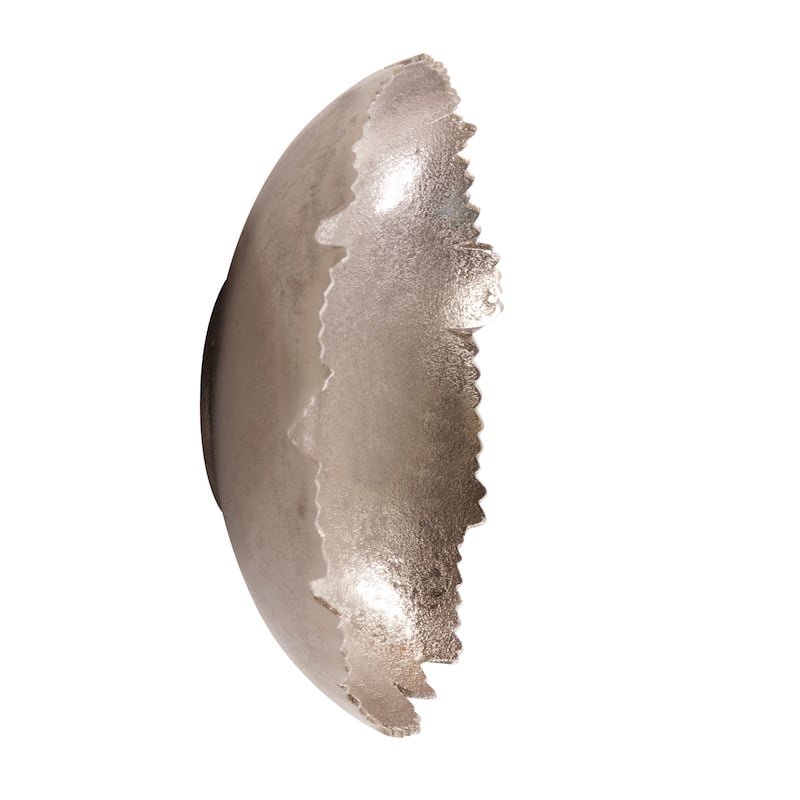 Silver Orchid Round Decorative Broken Edge Metal Bowl