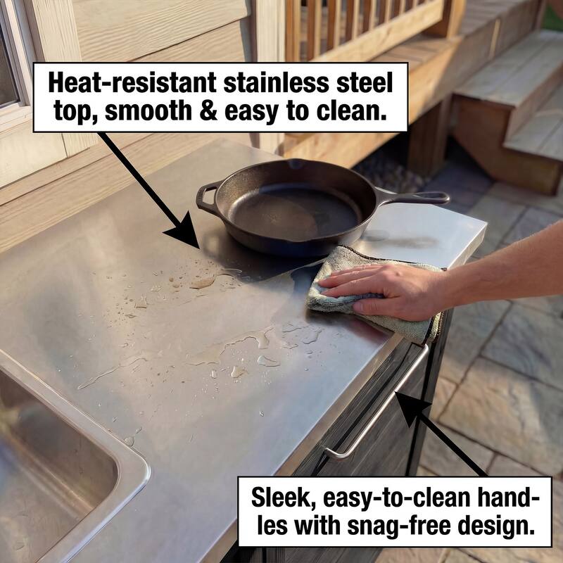 Modular Outdoor Kitchen Island Set, 100% Solid Wood BBQ Cabinet , Patio Kitchen Bar Table