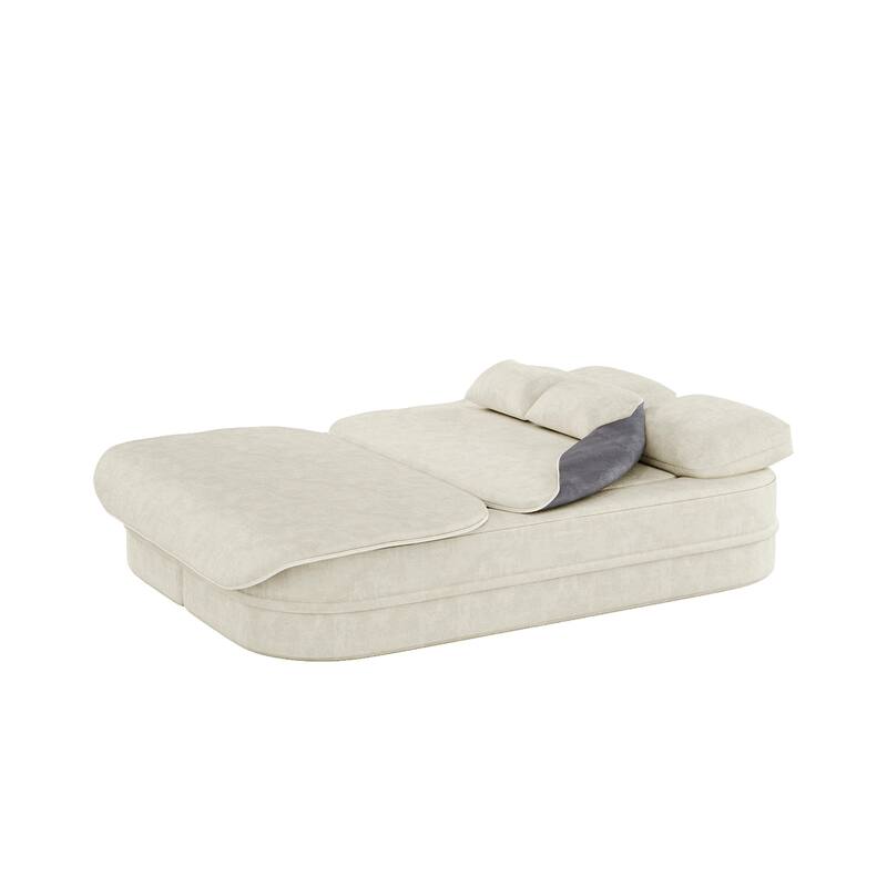 75 inch 2 in 1 Foldable Sofa Convertible Sleeper Foam with Blanket Chenille Floor Sofa