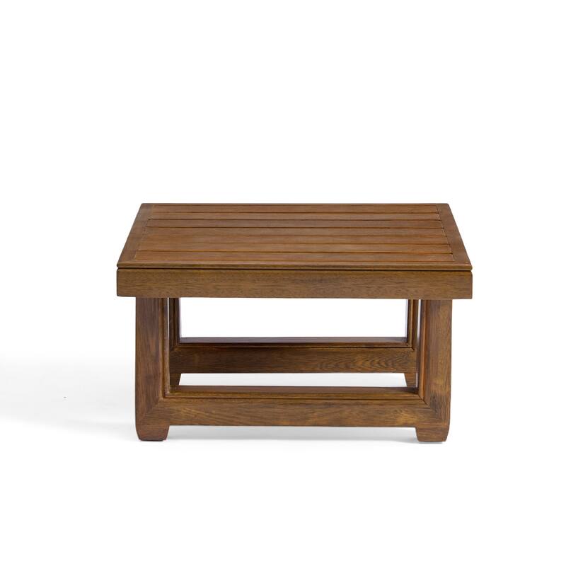 Teak Wood Cushioned Outdoor Patio Loveseat Set with Side Table