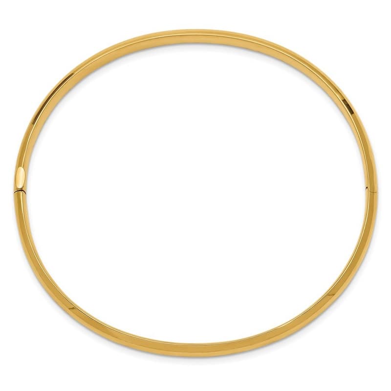 Curata 10k Yellow Gold 7" 5mm High Polished Hinged Bangle Bracelet