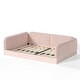 preview thumbnail 19 of 124, Bonwell Upholstered Teddy Fleece Montessori Floor Bed with Half-Enclosed & Curved Guardrails for Kids by GDFStudio