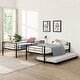 preview thumbnail 9 of 13, Twin over Twin Metal Bunk Bed with Trundle and Two Ladders