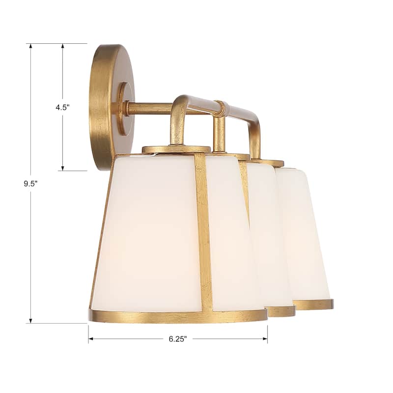 Fulton 3 Light Antique Gold Bathroom Vanity - 23.25'' W x 9.25'' H x 7.5'' D