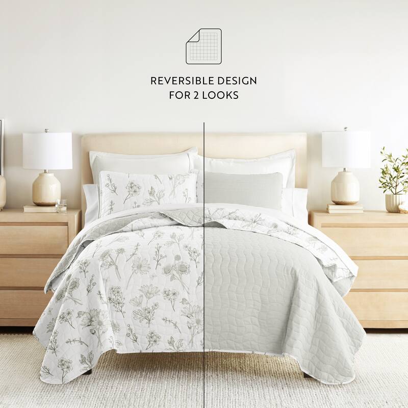 Becky Cameron All Season 3 Piece Floral Reversible Quilt Set