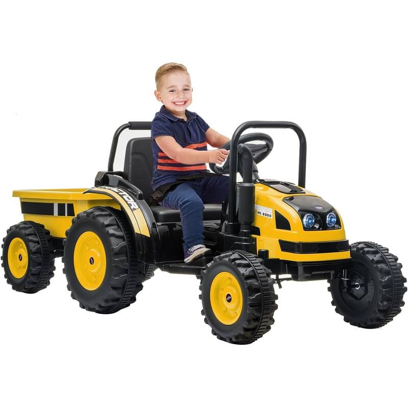 Ride on Tractor with Tiltable Trailer - Yellow