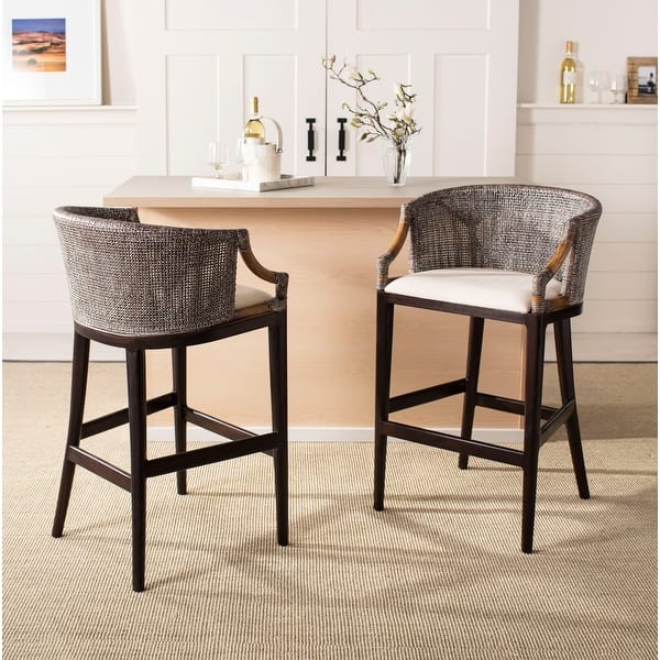 SAFAVIEH Brando Rattan 30-inch Bar Stool - 22.3" x 20.5" x 39"