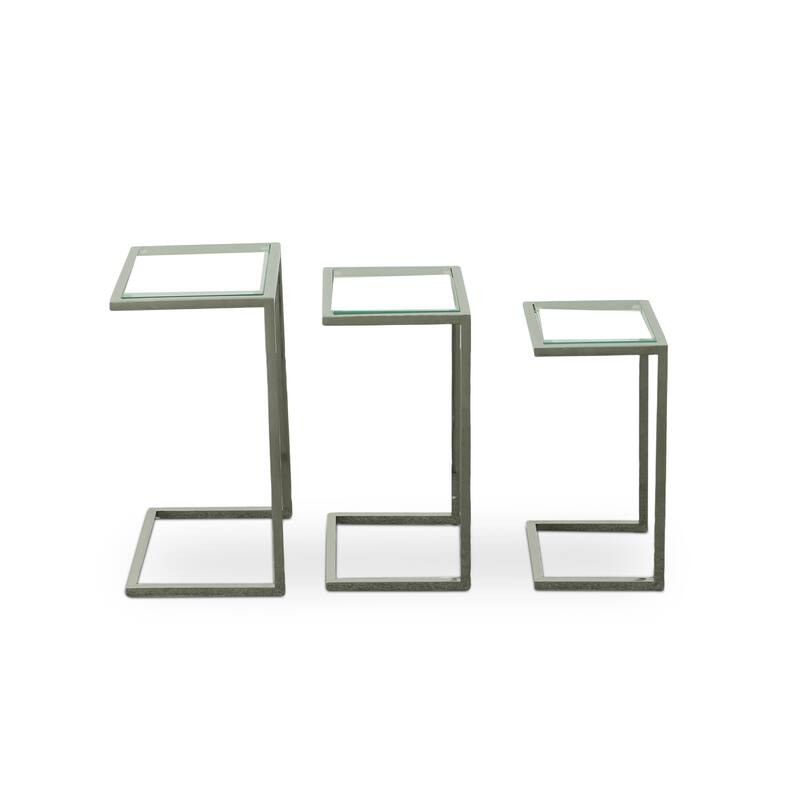 Carolina Living Addison Nesting Table Set - Glass Top - Chrome Base