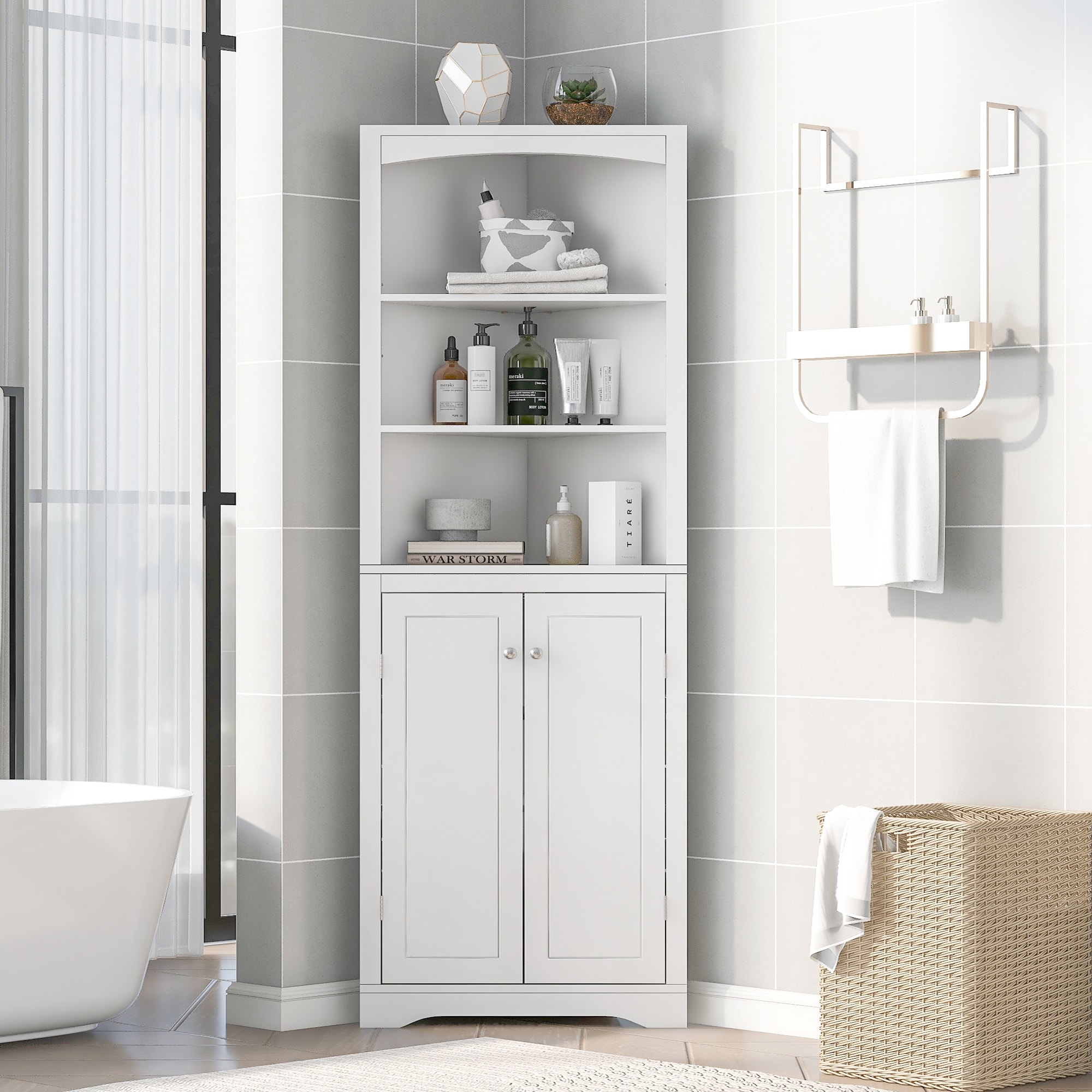 Corner sales bathroom cabinet
