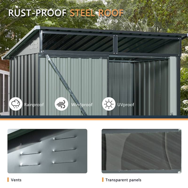 5FT x 3FT Outdoor Metal Storage Shed Transparent Plate