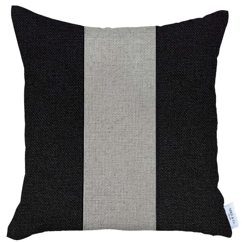 HomeRoots 18" X 18" Grey And Black Geometric Zippered Handmade Polyester Throw Pillow Cover