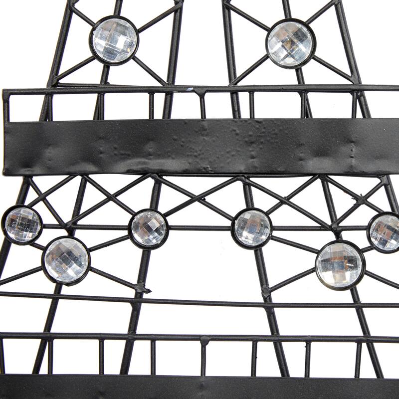 Metal Eiffel Tower 3D Wire Wall Decor with Crystal Embellishments - Black - Roche River Decor