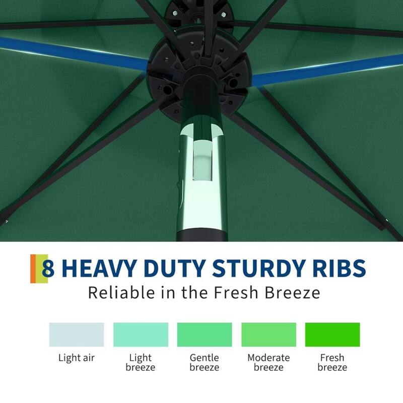 10 Ft Patio Umbrella with Solar Lights for Pool, Deck, Backyard