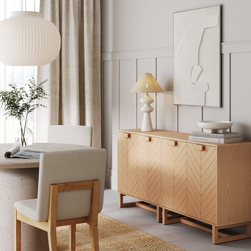 Nathan James Enloe Rustic Doors Metal Base Free Standing Modern Storage Cabinet for Entryway