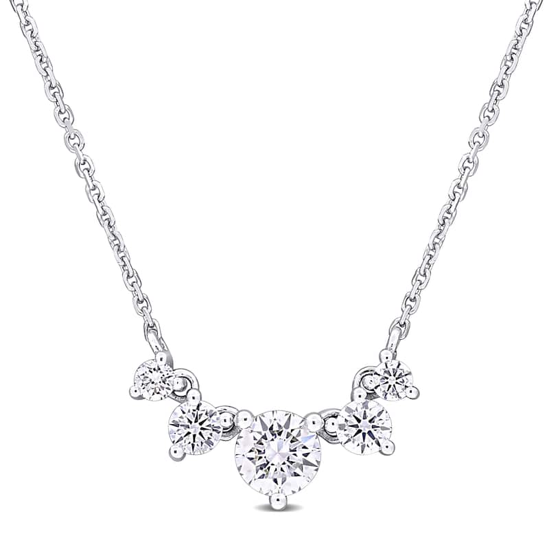 5/8ct TDW Lab-Grown Diamond Five Stone Necklace in 14k White Gold - 17 in