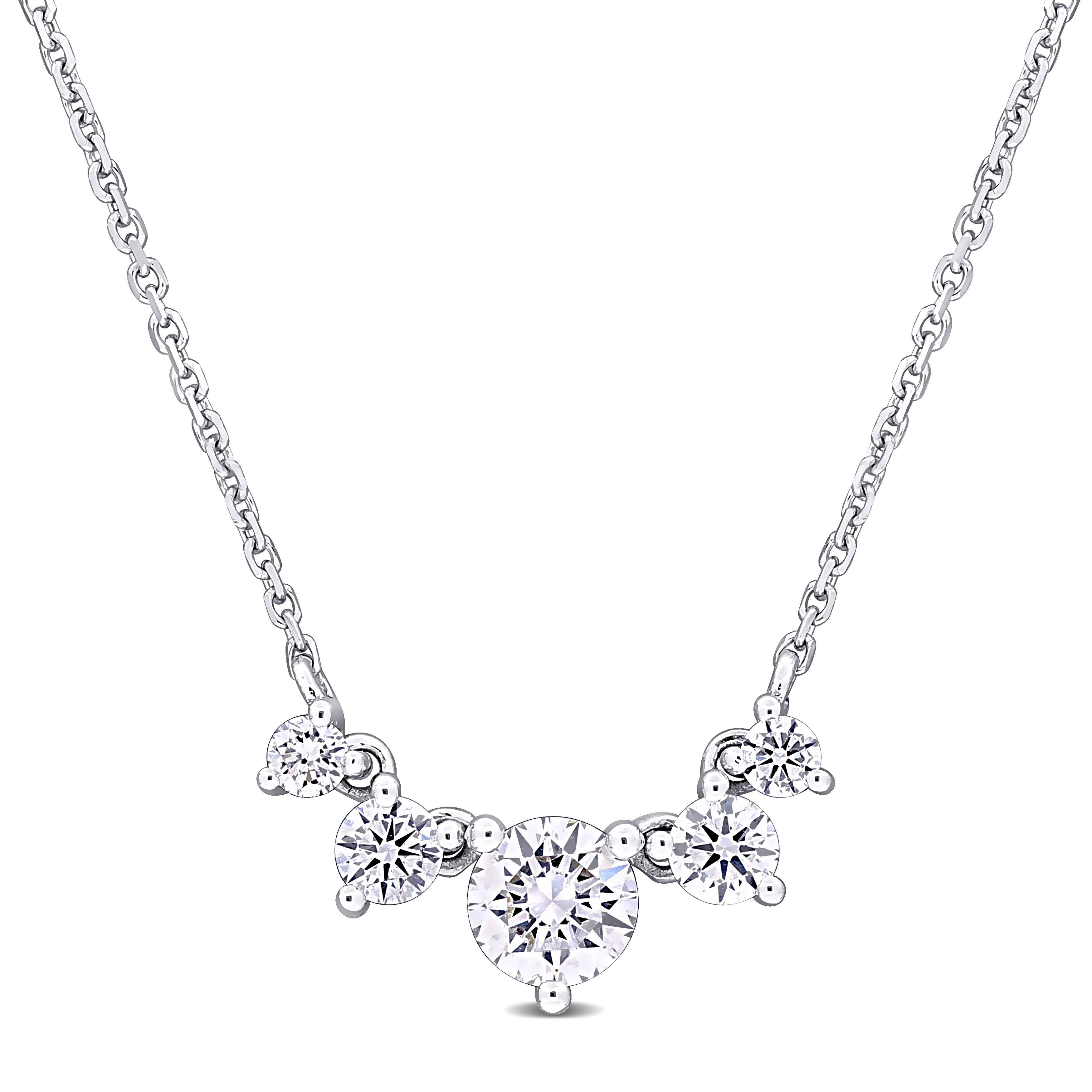Miadora 5/8ct TDW Lab-Grown Diamond Five Stone Necklace 14k White Gold - 17 in