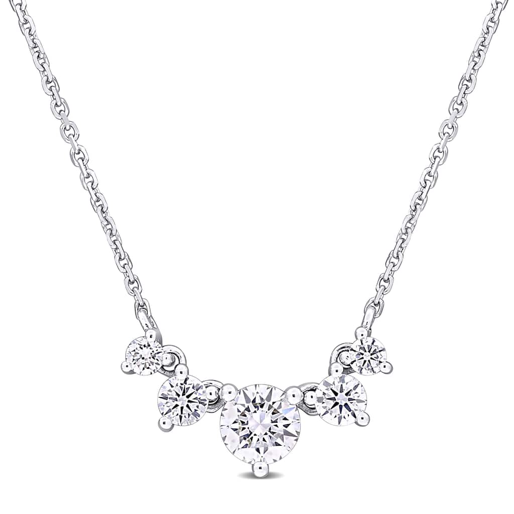 Miadora 5/8ct TDW Lab-Grown Diamond Five Stone Necklace 14k White Gold - 17 in