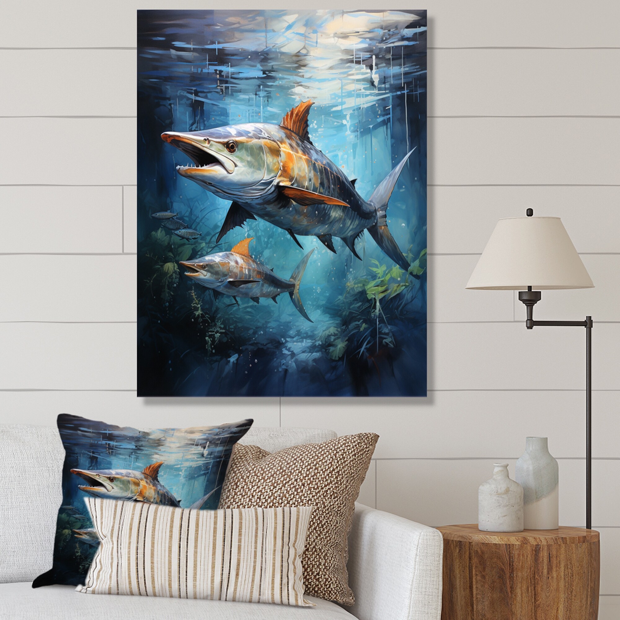 Designart Fishing Majestic Marlins Jumping I Hunting & Fishing Canvas  Wall Art - Bed Bath & Beyond - 38975435