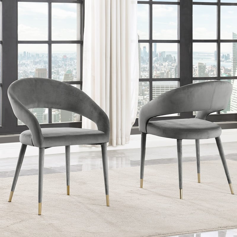Best Master Furniture Ellis Contemporary Velvet Upholstered Dining Chair with Gold Accent (Set of 2)