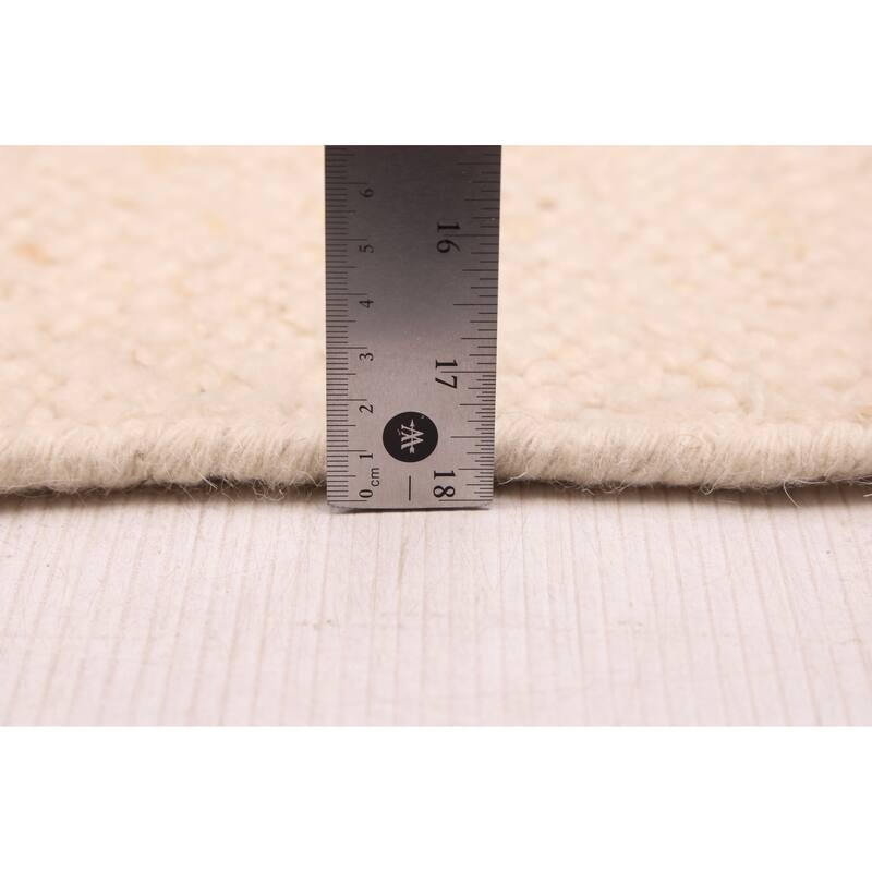 ECARPETGALLERY Hand Woven Looma Cream Wool Rug - 8'9 x 11'9