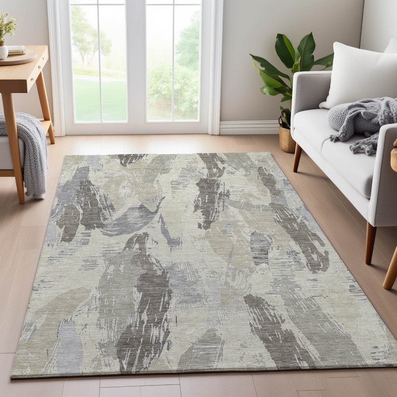 Premium Washable Super Soft Contemporary Strokes Mayfield Rug