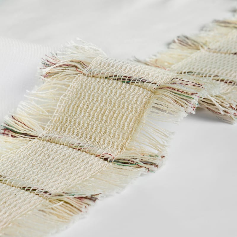 Exclusive Fabrics Bordered Textured Cotton Curtains For Bedroom & Living Room Curtains - Single Panel Drapes
