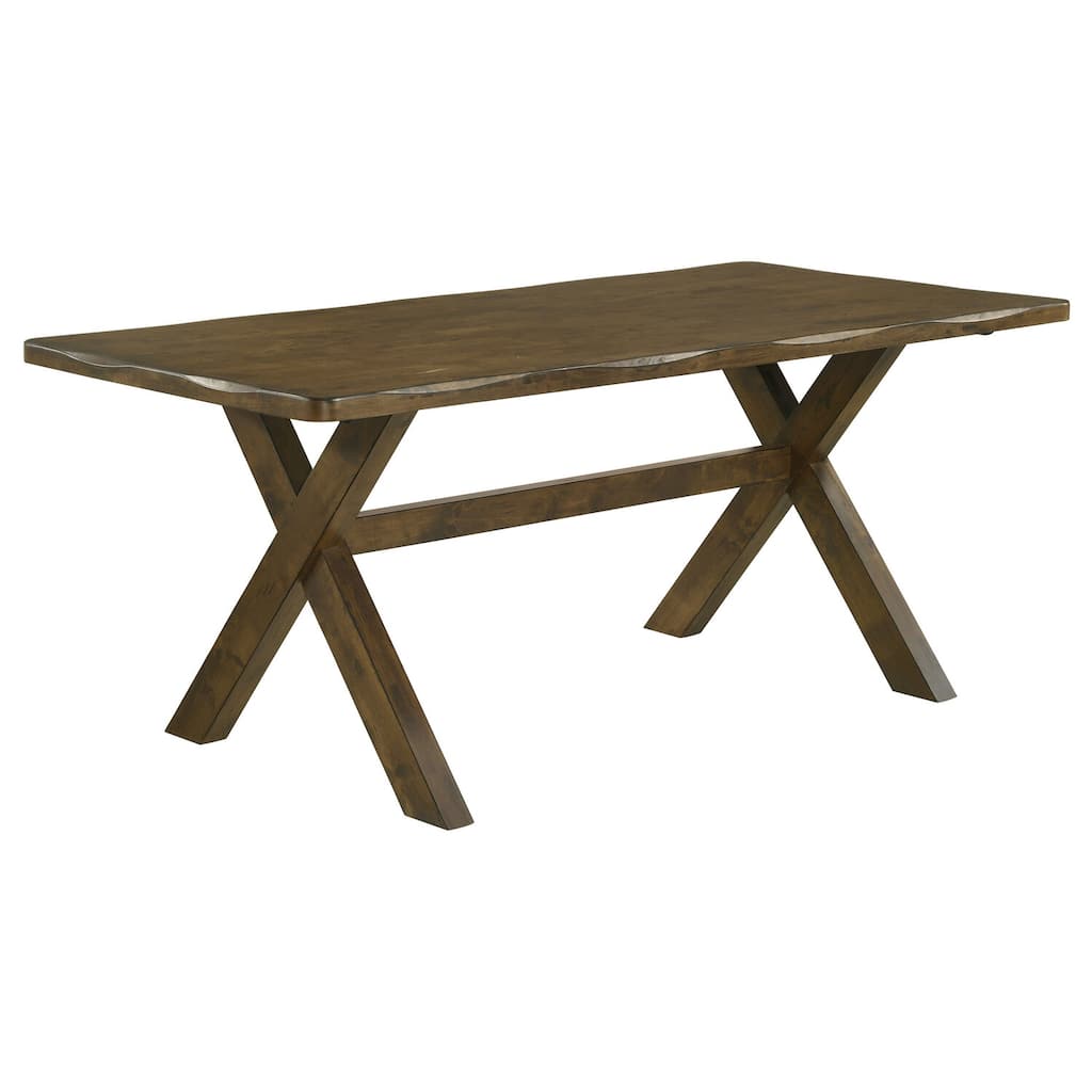 Rectangular Dining Table with X Base and Knotty Nutmeg Finish - Sturdy Wooden Kitchen and Dining Room Table - 70