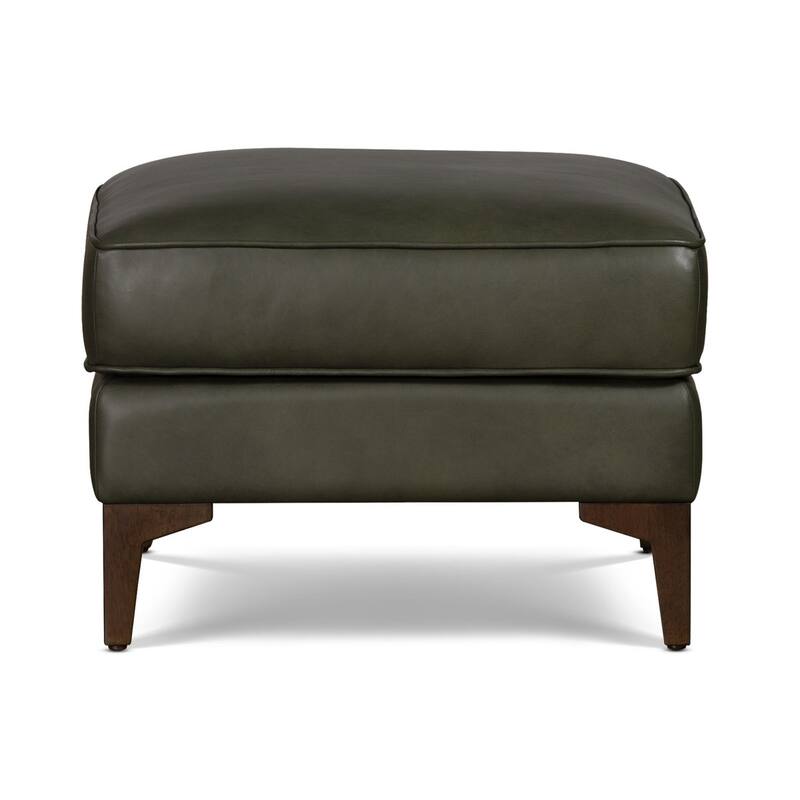 Poly & Bark Essex Genuine Italian Leather Rectangular Ottoman - Olivine Green