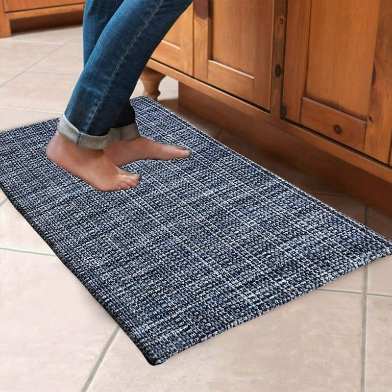 Revitalize Your Kitchen with Comfort and Style! Woven Cotton Anti-Fatigue Mat - 18x30 Inches - 18''x30'' - Black