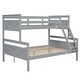 preview thumbnail 6 of 10, Gray Twin over Full Pine Wood Bunk Bed with Safety Guardrail
