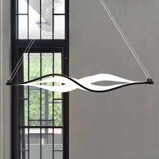 Luxury Minimalist Chandelier, 5.00H x 38.00W, with Modern Style, Matte Black, UQL5080 by Urban Ambiance