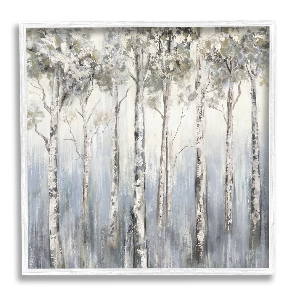 Stupell Mystic White Birch Tree Forest White Grey Bark Framed Wall Art