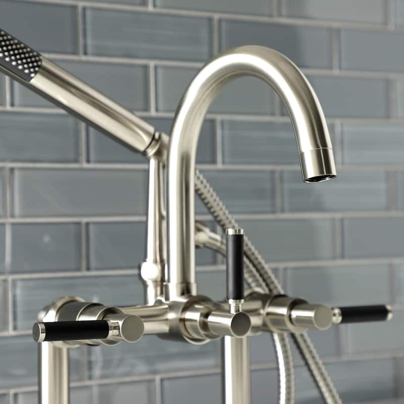 Kingston Brass Kaiser Deck Mounted Clawfoot Tub Filler with Built-In