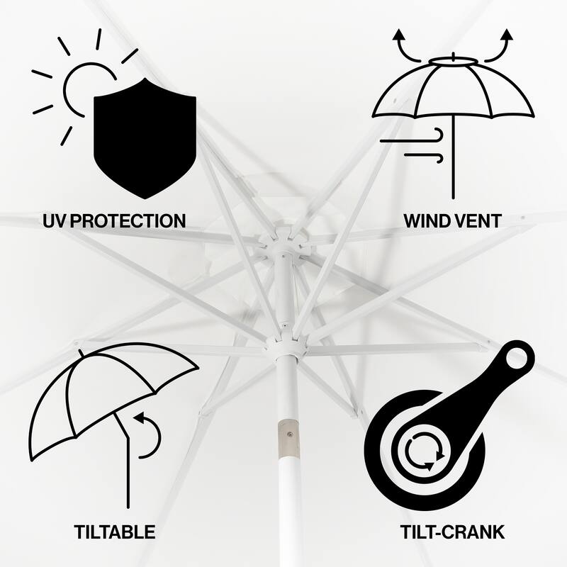 Collins 9 ft. Classic MidCentury Market Patio Umbrella with UV Protection, Auto-Tilt, Crank and Wind Vent, by JONATHAN Y