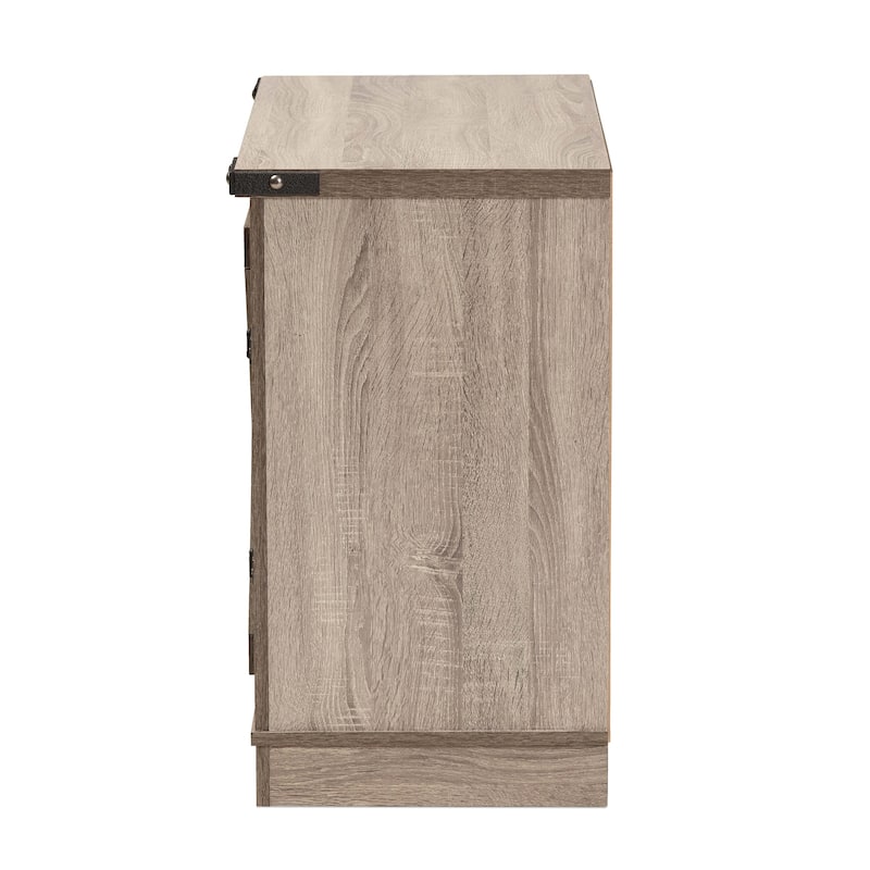 Wayne Oak Brown Finished Wood 2-Door Shoe Storage Cabinet