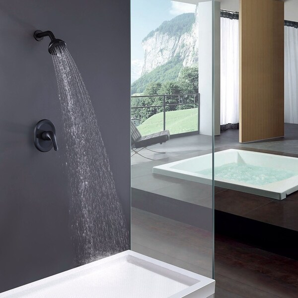 Single-Function Wall-Mount Showerhead, Matte Black. Opens flyout.