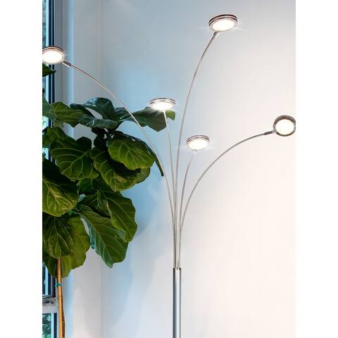 Brightech Orion 5 LED Floor Lamp - Nickel