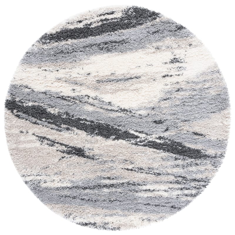 SAFAVIEH Fontana Shag Cirsten Rug - 6'7" Round - Grey/Charcoal
