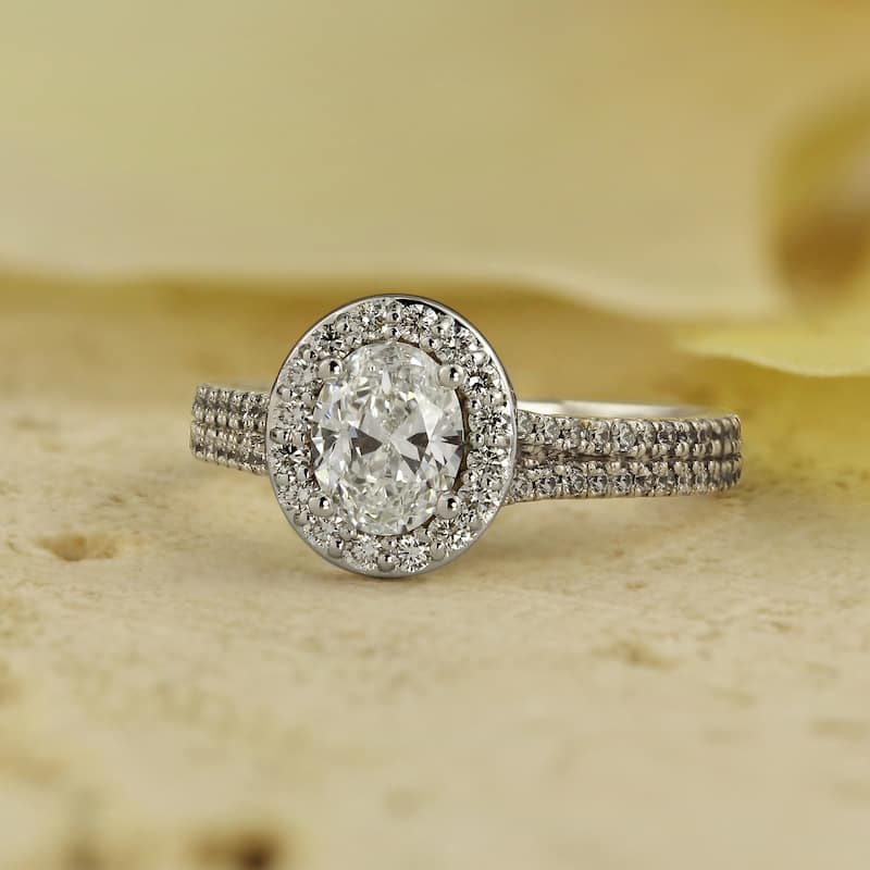 Auriya 14k Gold 1ctw Oval Halo Diamond Engagement Ring
