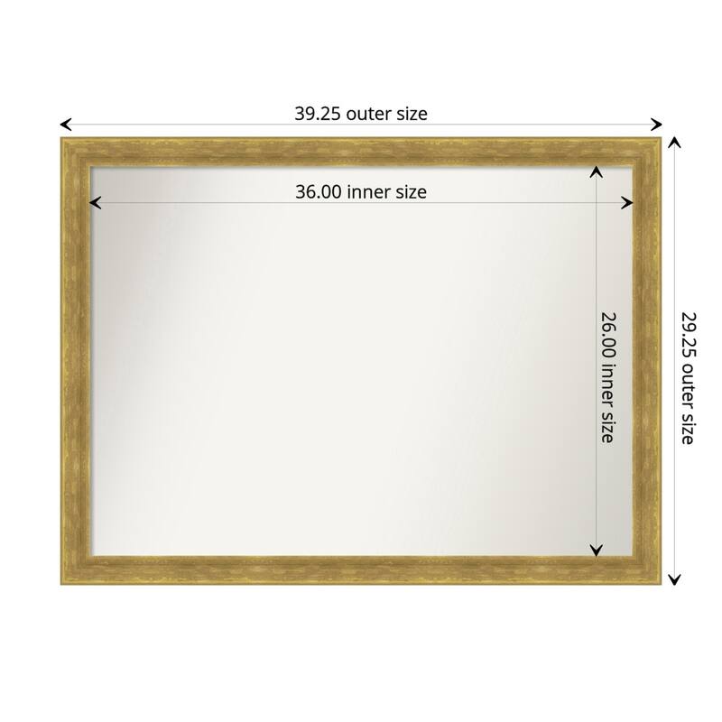 Angled Gold Framed Non-Beveled Custom Wall Mirror, Bathroom Vanity Mirror
