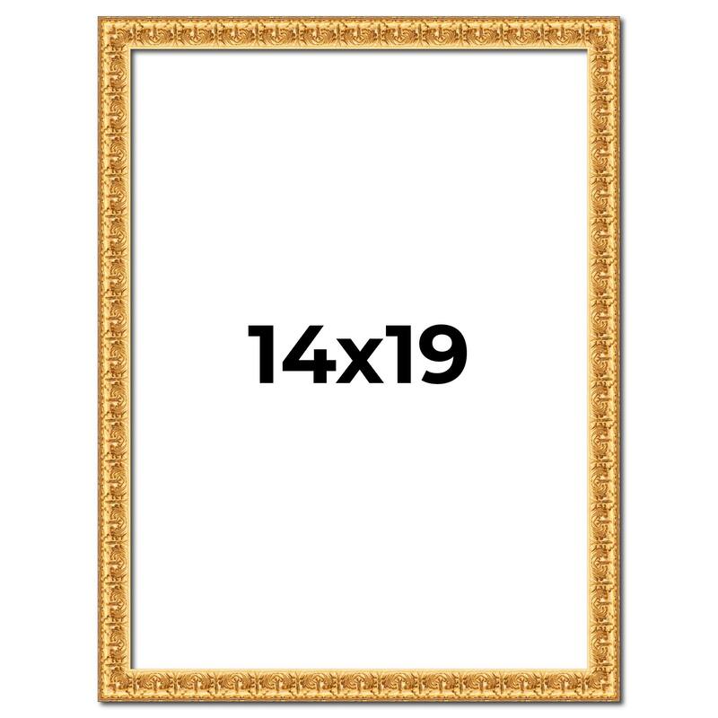 14x19 Frame Gold Real Wood Picture Frame Width 1 inches | Interior