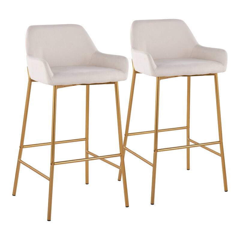 Silver Orchid Galotti Gold Fixed-Height Upholstered Bar Stool - Set of 2